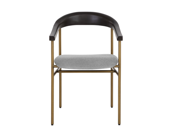 Sunpan Giorgio Mid-Century Modern Dining Armchair with Antique Brass Legs and Durable Performance Fabric