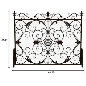 English Elm Christopher Knight Home® - WILMINGTON Darcie Wrought Iron Fireplace Screen with Ornate Victorian Detailing, Copper Brown Finish Golden Black 55342.00GLD
