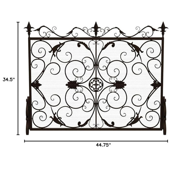 English Elm Christopher Knight Home® - WILMINGTON Darcie Wrought Iron Fireplace Screen with Ornate Victorian Detailing, Copper Brown Finish Golden Black 55342.00GLD