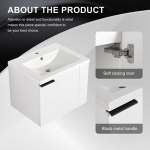 English Elm 24" Modern Bathroom Vanity Sink Combo - Stylish White Oak Cabinet With Soft-Close Doors & Storage W1972P204943
