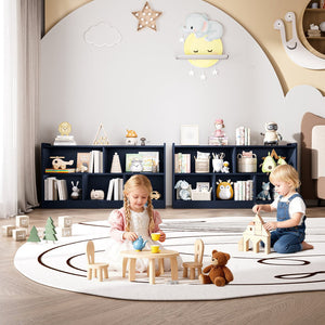 English Elm Wooden Five Cube Open Organizer Low Profile Montessori Bookshelf for Playroom or Nursery Navy Blue T3210P476849
