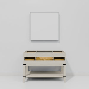 English Elm White Oak Single Bath Vanity Set With Carrara Marble Top, Soft-Close Drawers & Matching Mirror B2731S01525-GIGA