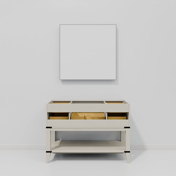 English Elm White Oak Single Bath Vanity Set With Carrara Marble Top, Soft-Close Drawers & Matching Mirror B2731S01525-GIGA