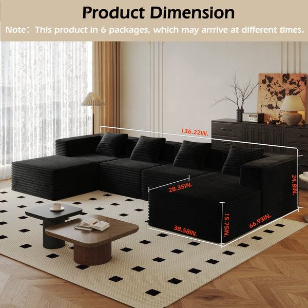 English Elm Modular Sectional Couches For Versatile Living Rooms - Deep Seat Comfort, Memory Foam & Ottomans! W3434S00020