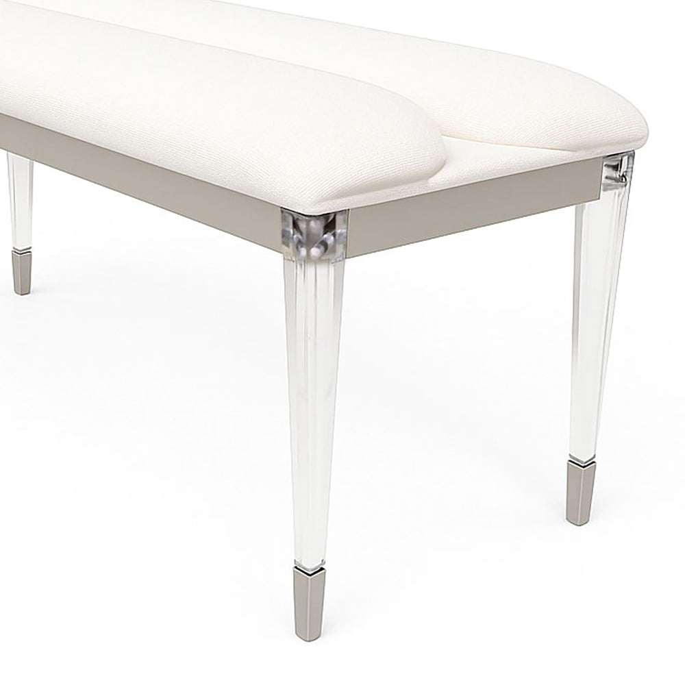 English Elm Contemporary Glam Upholstered Bench with Clear Acrylic Legs for Bedroom or Entryway B2741P448743