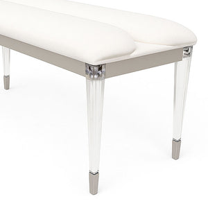 English Elm Contemporary Glam Upholstered Bench with Clear Acrylic Legs for Bedroom or Entryway B2741P448743
