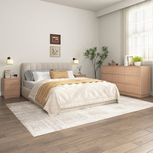 English Elm 9 Drawer Mid Century Wood Dresser Low Profile Matte Finish Bedroom Storage Cabinet Natural W409S00012
