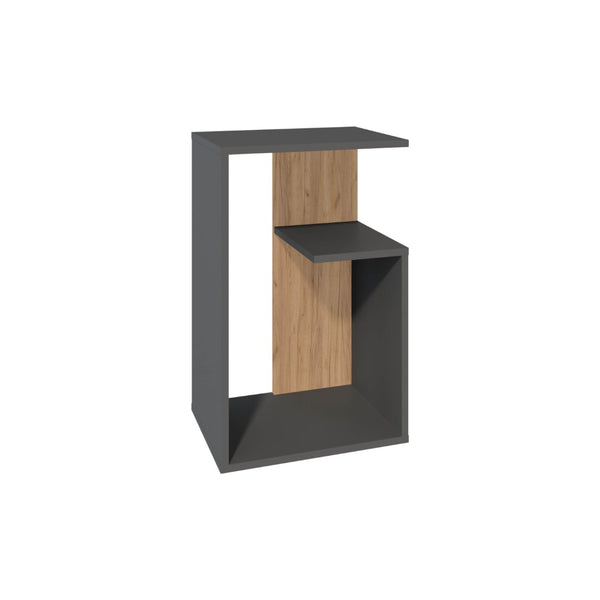 English Elm Side Table 25" H - Modern Matte Gray Design With 2 Open Shelves For Small Spaces & Versatile Use B097P296870-GIGA