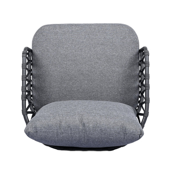 English Elm Christopher Knight Home® - 4-Piece Outdoor Patio Set with Woven Rope U-Back, Steel Frame, Thick Cushions & Acacia Table for Garden Black+Grey N780P209458G