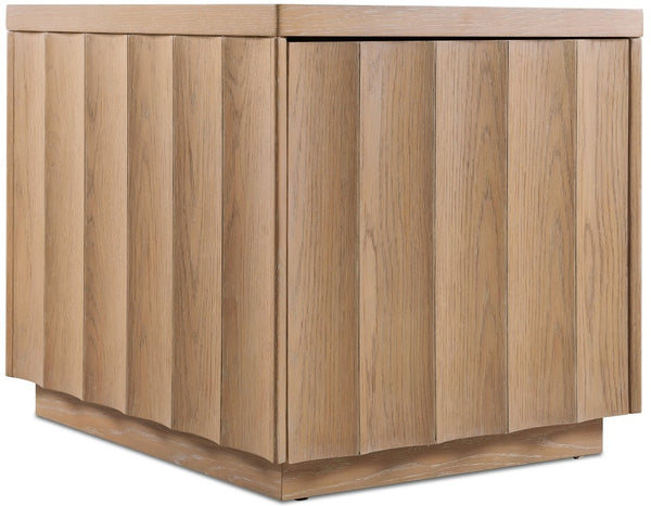 Hooker Furniture Commerce Willow End Table With Scalloped Edges, Light Oak Finish, Soft-Close Door & Hidden Locking Storage 7228-80247-82