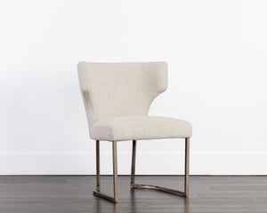 Sunpan YORKVILLE Dining Chair - Modern Wingback Design with Luxe Performance Fabric & Antique-Brass Legs 107812