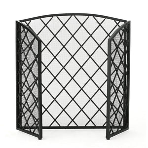 English Elm Christopher Knight Home® - FIRE Amiyah 3-Panel Iron Fireplace Screen - Decorative Protective Mesh Shield for Hearth Safety and Style Black 61127.00