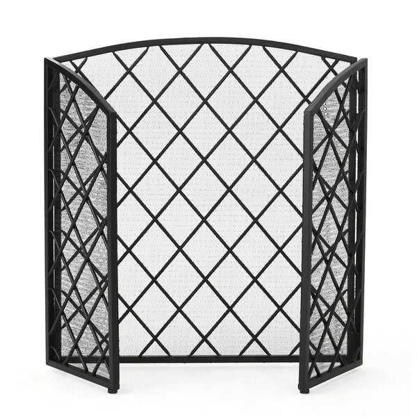 English Elm Christopher Knight Home® - FIRE Amiyah 3-Panel Iron Fireplace Screen - Decorative Protective Mesh Shield for Hearth Safety and Style Black 61127.00