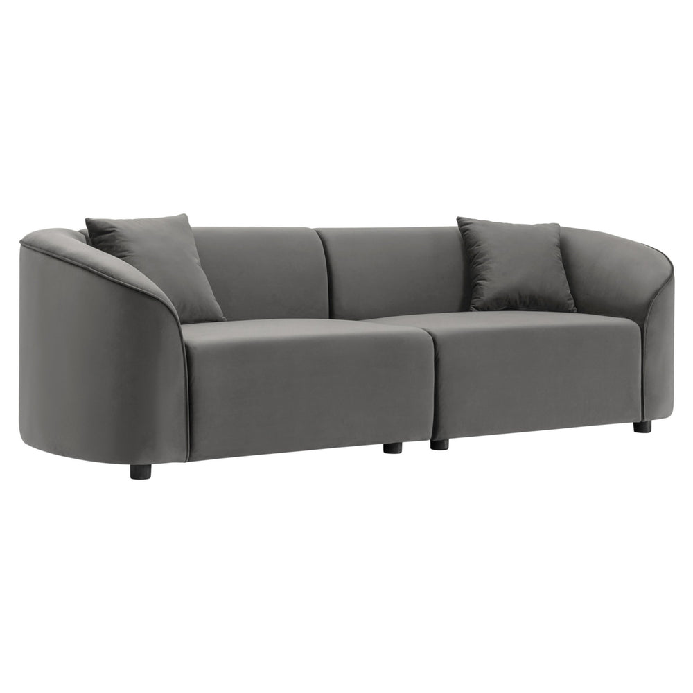 English Elm Christopher Knight Home® - 87" Curved Contemporary Sofa In Grey Velvet: Plush Comfort, Elegant Design, And Durable Quality For Modern Spaces N767P2323857G