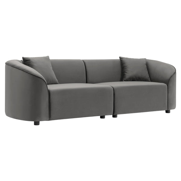English Elm Christopher Knight Home® - 87" Curved Contemporary Sofa In Grey Velvet: Plush Comfort, Elegant Design, And Durable Quality For Modern Spaces N767P2323857G