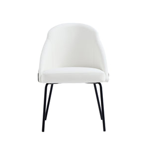 English Elm Gracie Modern Vegan Leather Dining Chair with High-Density Foam, Welded Steel Frame, 275 lb Capacity White+Black B365P397725