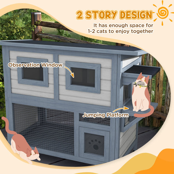 English Elm PawHut Extendable Outdoor Cat Tunnel 79" Wooden Catio Run with Weatherproof Mesh, Multi-Entry LIGHT GREY W2225P200727