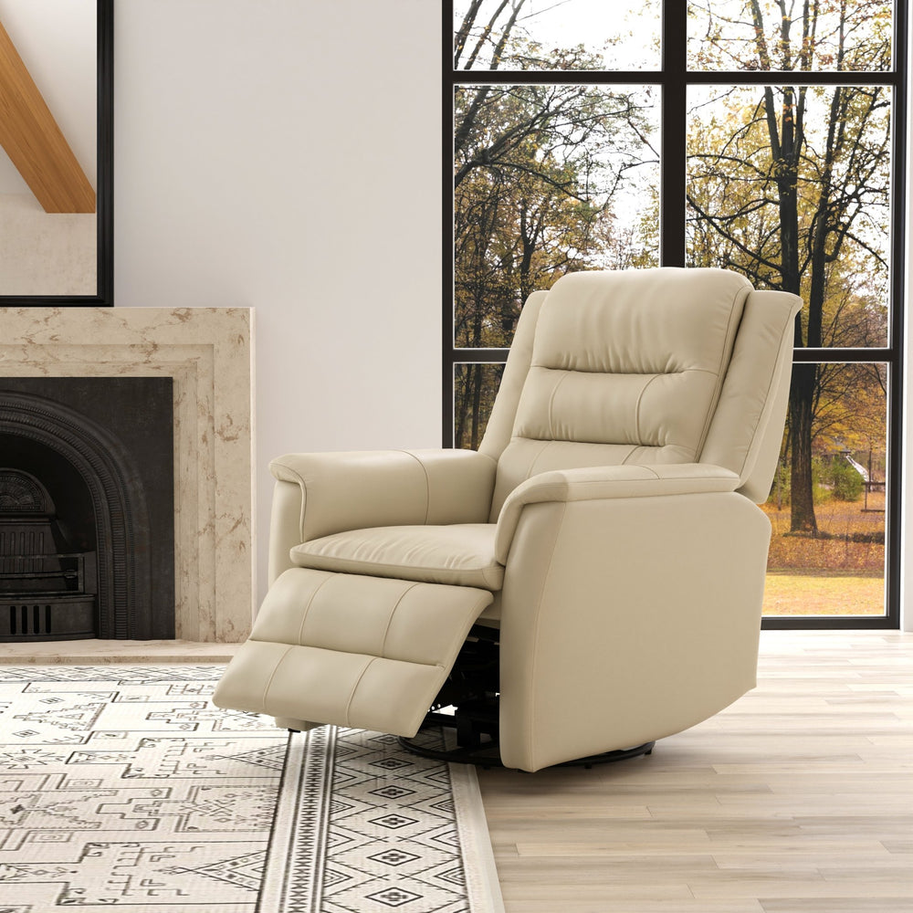 English Elm Global Home Swivel Glider Recliner In Madras Eggshell Leather - Ultimate Comfort & Style For Any Room B339P333955