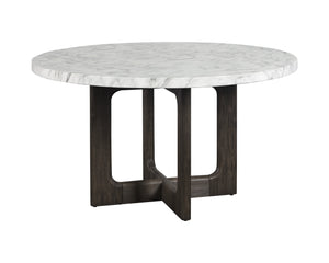Sunpan Cypher Modern Dining Table Base with Grey Faux Marble Finish for Indoor and Outdoor Spaces Marble Look / White