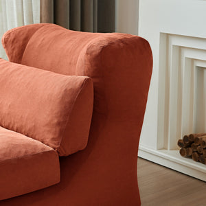English Elm Cloud Corduroy Sleeper Chair Foldable High Density Foam Seat for Small Space Living Orange W1765P448612