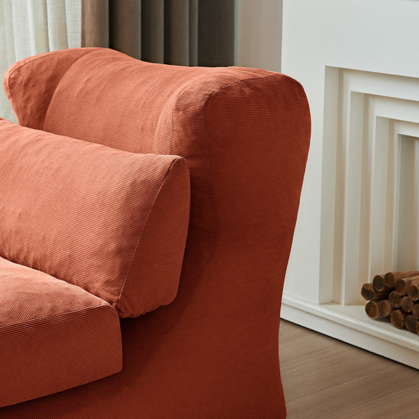 English Elm Cloud Corduroy Sleeper Chair Foldable High Density Foam Seat for Small Space Living Orange W1765P448612