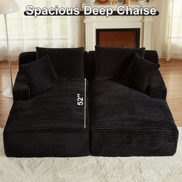 English Elm Indoor Oversized Double Chair Sleeper Sofa Wide Low Profile Minimalist Lounge Seat Black W2100S00348