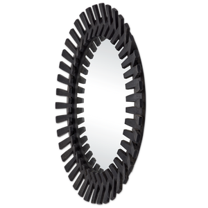 Diza Round Mirror - Bohemian Whitewashed Decor with Textured Wood and Unique Depth for Stylish Spaces