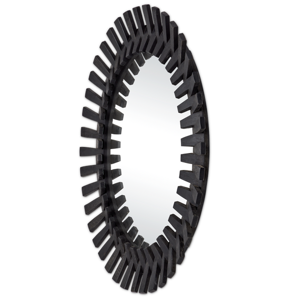 Diza Round Mirror - Bohemian Whitewashed Decor with Textured Wood and Unique Depth for Stylish Spaces
