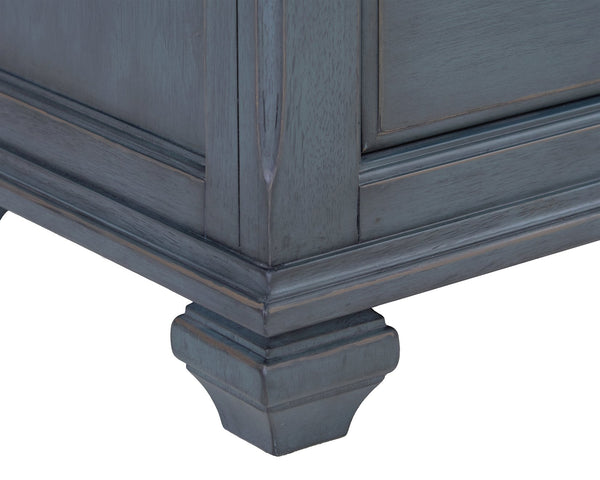 English Elm Americana Chairside End Table Rubberwood Build Distressed Finish with Usb Port Storage B108P193076