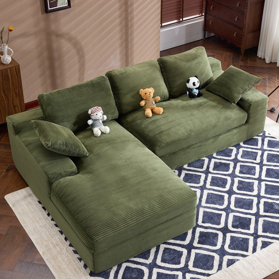 English Elm White Corduroy Compact Sofa Soft Upholstered Seating for Casual Scandinavian Living Rooms W3612S00014