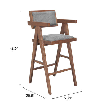 Zuo Modern Delhi Barstool Set Of 2 In Gray & Walnut - Stylish Modern Design For Chic Home Décor Solutions Gray 100% Polyester,Rubberwood 110494-zuo-modern