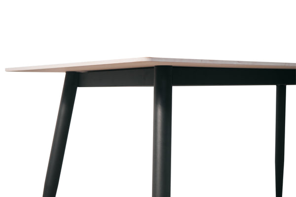 English Elm Modern Sintered Stone Rectangular Dining Table Seats Six with Tapered Black Metal Legs W1911S00017