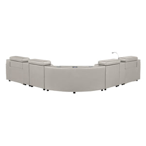 English Elm Nova Tech Sectional with Led Bar Bluetooth Speakers Power Recliners and Freezer Console Gray B009S02168