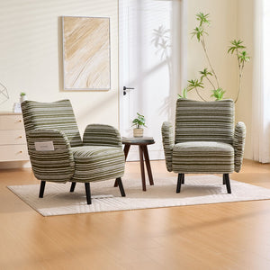 English Elm Modern Bouclé Armchair with High-Density Foam, Side Pocket & Solid Wood Legs for Cozy Reading Spots Olive Green W395P376571