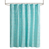 Intelligent Design Raina Modern/Contemporary Printed Metallic Shower Curtain ID70-1291 Aqua/Silver