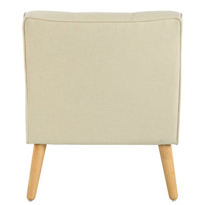 English Elm Mid-century Modern Accent Chair Tufted Polyester Upholstery Tapered Birch Legs N767P419113B
