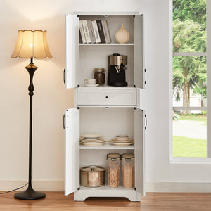 English Elm 68"high multifunctional sideboard with tempered glass accents, large-capacity storage, anti-dump safety and sleek modern design for living room, office, bedroom White W1162P205097