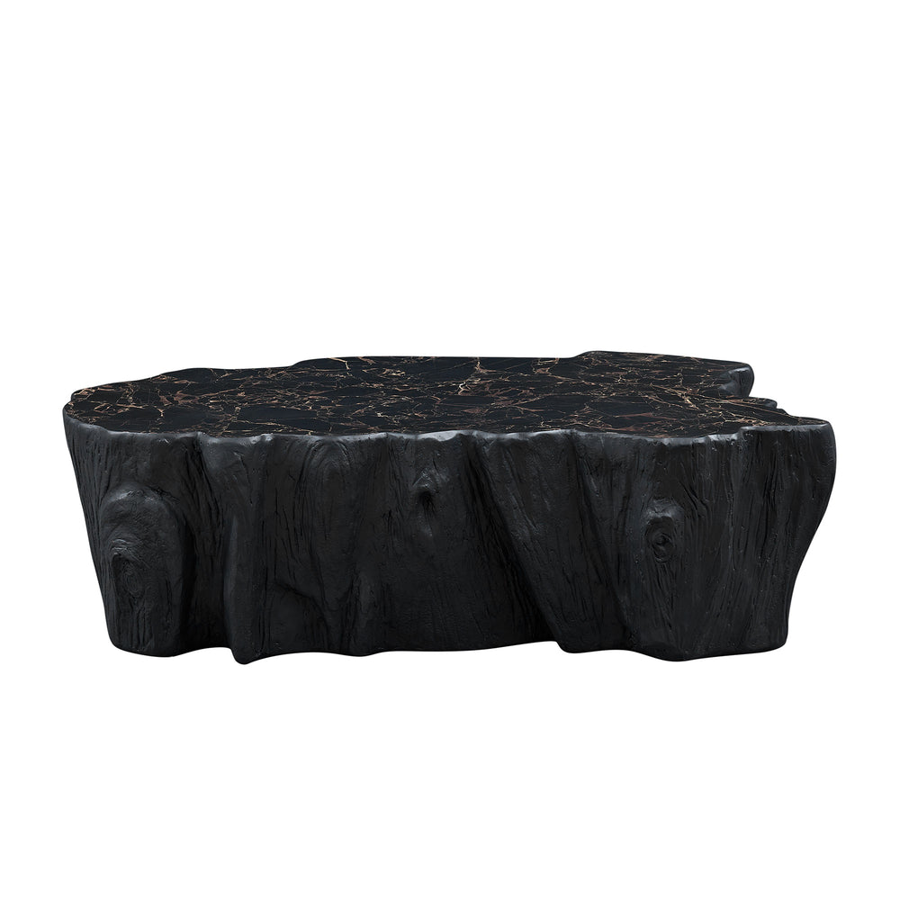 English Elm 48.62 Inch Sculptural Fiberglass Coffee Table Organic Form Gloss Finish Living Room W876P400325
