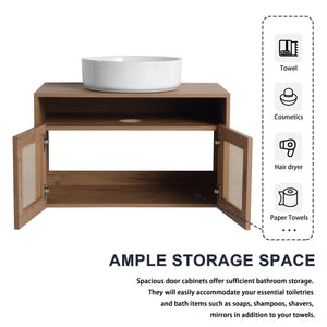 English Elm 30" Bathroom Vanity With Integrated Sink, Soft-Close Doors, & Modern Floating Design For Minimalist Space W999S00397