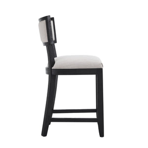 English Elm Christopher Knight Home® - 26.5" Counter Stools Set of 2 Upholstered Farmhouse Bar Stools with Curved Back, Footrest, Solid Wood Frame Beige+Black 72643.00BGECHOC