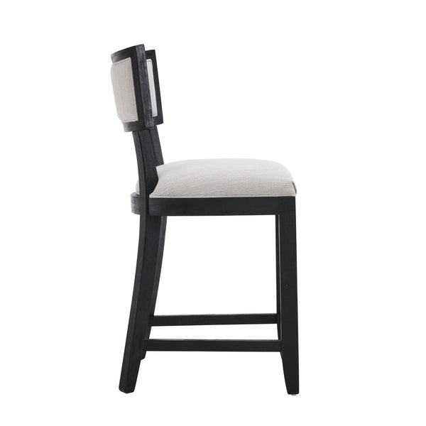 English Elm Christopher Knight Home® - 26.5" Counter Stools Set of 2 Upholstered Farmhouse Bar Stools with Curved Back, Footrest, Solid Wood Frame Beige+Black 72643.00BGECHOC