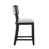 Christopher Knight Home® - Noble House - - 26.5" Counter Stools Set Of 2, Upholstered Counter Height Bar Stools With Comfy Back, Solid Rubber Wood Frame, Backrest, Footrest, Armless Barstools For Home Bar, Kitchen Counter, Beige & Black