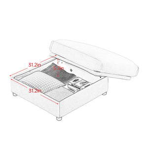 English Elm Elegant Green Chenille Sofa With Hidden Storage, U-Shaped Design And Comfortable Cylindrical Backrests W714S01062