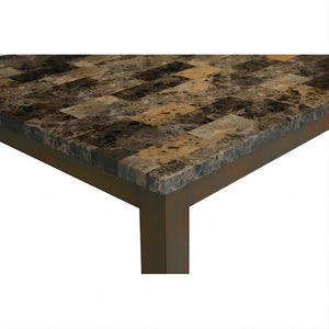 English Elm Simple Classic 7pc Dining Set with Faux Marble Top and Leatherette Chairs for Stylish Gatherings Brown 64 L x 40 W x 15 H B2741P348913