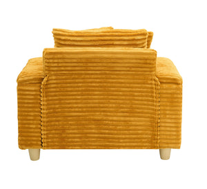 English Elm Orange Corduroy Single Sofa with Ottoman Storage, Built-In Armrest Compartments, Removable Pillow Covers W1658S00140