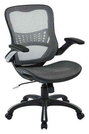 OSP Home Furnishings Mesh Back Ergonomic Manager Chair with Lumbar Support Adjustable Arms for Office Use Grey 69906-2