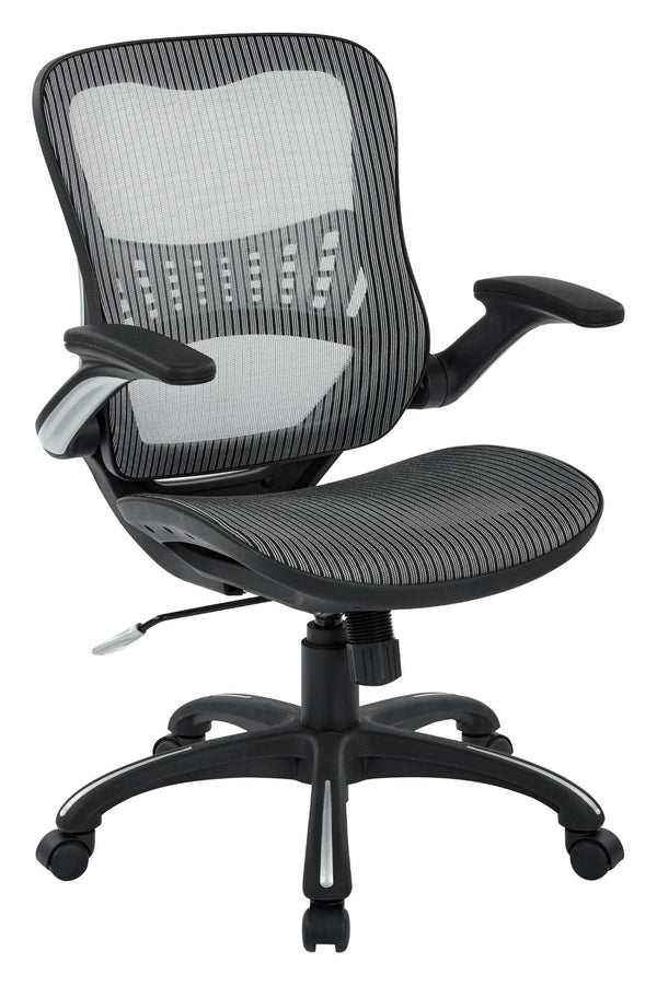 OSP Home Furnishings Mesh Back Ergonomic Manager Chair with Lumbar Support Adjustable Arms for Office Use Grey 69906-2