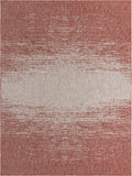 Unique Loom Outdoor Modern Ombre Machine Made Abstract Rug Rust Red, Gray 9' 0" x 12' 0"