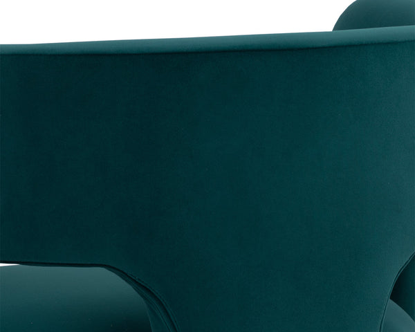 Sunpan Isidore Lounge Chair - Contemporary Comfort with Curved Backrest and Chic Boucle Fabric Design Meg Teal
