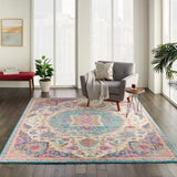 Nourison Passion PSN22 Machine Made Power-loomed Narrow Border Indoor Only Transitional Bohemian Rug Ivory,Multi, Ivory 100% Polypropylene 99446717832